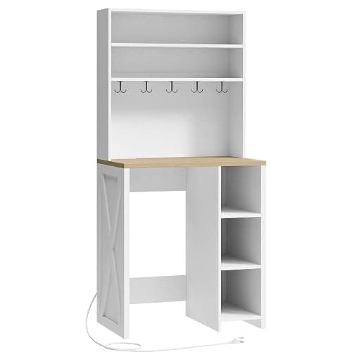 IRONCK Bakers Rack with Mini Fridge Space, 69.3" Microwave Stand, White | 7-Tier Coffee Bar Station, Power Outlets, LED Lights, Space-Saving Utility Organizer for Small Apartment, Dorm, Living Room thumbnail 9
