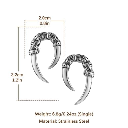 HZMAN Stainless Steel Dragon Claw Stud Earrings for Men Women Gothic Punk Piercing Sharp Claw Earring Jewelry Gift thumbnail 6