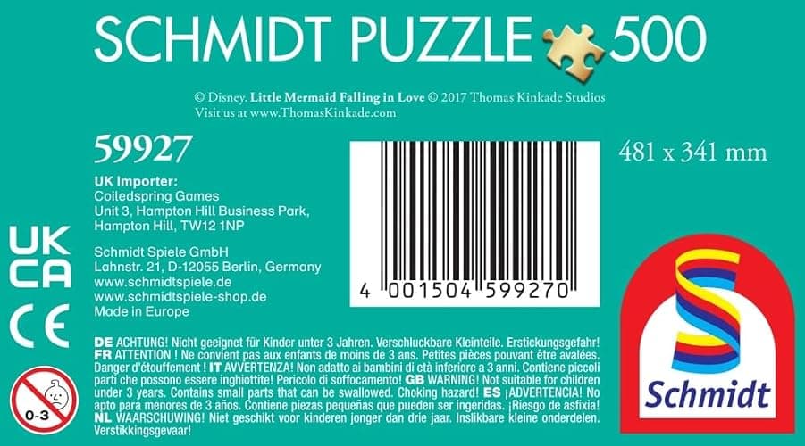 Schmidt Spiele 59927 Thomas Kinkade, Disneys Arielle, Puzzle da 500 Pezzi thumbnail 2