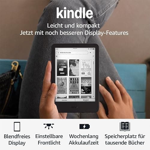 Amazon Kindle (neueste Generation) – Der leichteste und kompakteste Kindle, mit blendfreiem Bildschirm, schnellerem Umblättern und anpassbarem Frontlicht – 16 GB – mit Werbung – schwarz thumbnail 7