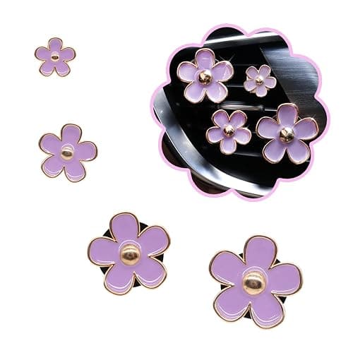 ORIESSE Cute Flowers Air Vent Clips Car Air Freshener,4pcs Purple Girly Daisy Flower Car Accessories for Women,Lavender Car Decorations Refillable Clips On Air Freshener - Image 1