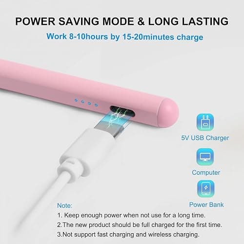 Stylus Pen for iPad 9th&10th Generation,Pencil with Palm Rejection Apple Pencil for (2018-2025) 10th/9th/8th/7th/6th Gen, iPad Pro 11/12.9 inch, 11&13-inch(M2) /5th/4th/3th Gen,Mini 6th/5th Gen-Pink - Pink thumbnail 6