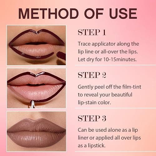3Pcs Peel Off Matte Liquid Lip Gloss Stain-Lip Liner with Tweezer, Peel Off Lip Stain, Long Lasting & Waterproof Lipstick Tattoo, Transfer-Proof Lip Gloss for All Skin Types (00#+02#+06#, 3Pcs) thumbnail 6