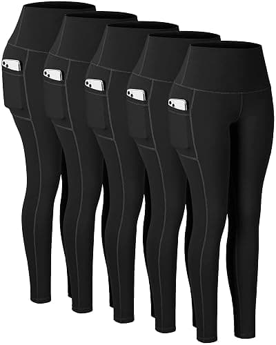 CHRLEISURE Leggings with Pockets for Women, High Waisted Tummy Control Workout Yoga Pants - Image 1