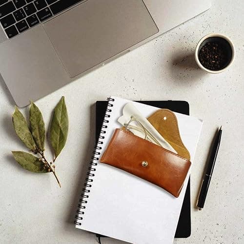 LogHog Portable Leather Glasses Case,Flexible Sunglasses Pouch Slim Case for Women Men Horizontal Eyeglass Case thumbnail 4