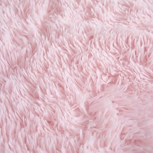 chovy Faux Fur Plush Light Pink Comforter Sets Full/Queen - Ultra Soft Shaggy Flannel Velvet Fluffy Fuzzy 3PC Bedding Set （Comforter x 1 Pillowcases x 2） thumbnail 5