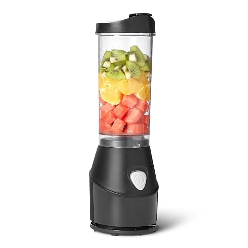 Amazon Basics Portable Blender for Smoothies and Shakes with 250W Power,15 Oz BPA Free Travel Cup and Lid, Black - Image 1