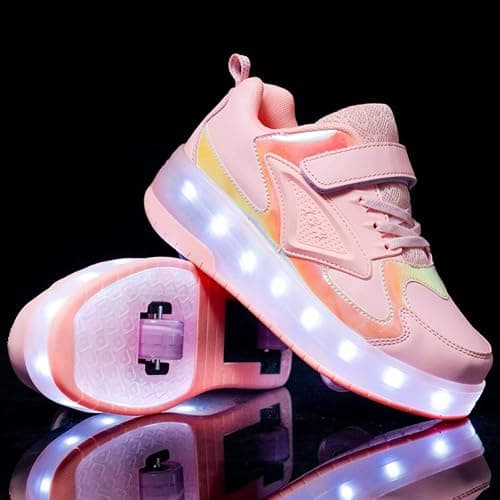 Ylllu Kids LED Roller Skate Shoes with Single Wheel Light up Roller Shoes Gift for Girls Boys Children thumbnail 7