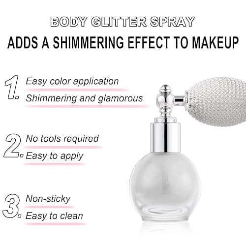 Hair and Body Glitter Spray, Holographic Glitter Highlighter Powder, Face Body Clothes Shiny Glitter, Loose Shimmer Hairspray Festival Rave Prom Accessories (Silver) thumbnail 4