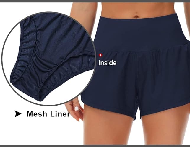 THE GYM PEOPLE Womens High Waisted Running Shorts Quick Dry Athletic Workout Shorts with Mesh Liner Zipper Pockets thumbnail 5