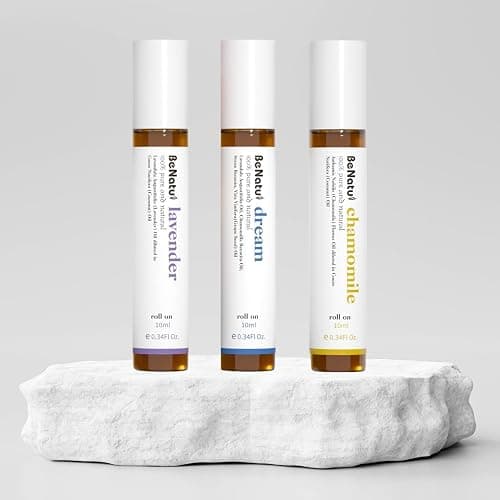Benatu Essential Oil Roll On Set (Dream, Lavender, Chamomile), Aromatherapy Roller for Massage, Body Skin Care, Home - Natural Fragrance Gift for Women and Men - Dream, Lavender, Chamomile thumbnail 6