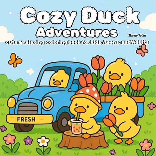 Cozy Duck Adventures: cute and relaxing coloring book for kids teens adults - Image 1