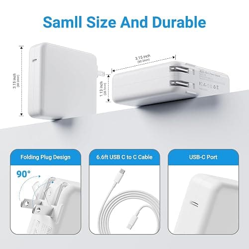 Mac Book Air Charger - 96W USB C Charger, Fast Charger for MacBook Pro M1 M2 M3 M4, Ipad Pro, Smart Phone and All USBC Device,Extra a Storage Bag for Travel/School/Business Trip thumbnail 2