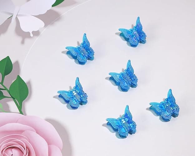 Penta Angel Mini Butterfly Hair Clips 20Pcs Tiny Glitter 90s Hair Claws Hair Pins Accessories for Women (Blue) thumbnail 3