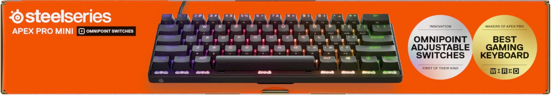 SteelSeries Apex Pro Mini Clavier Gamer 60% - Switches OmniPoint 2.0 HyperMagnetic - Actionnement Ajustable - Rapid Trigger - Rapid Tap/SOCD - Capuchons PBT - RVB - USB-C - Format FR AZERTY thumbnail 16