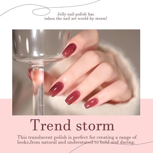 SHOYUM 24 Pcs Jelly Nude Gel Nail Polish Set, Sheer Pink Colors Gel Polish Kit with Glossy & Matte Top Coat and Base Coat for Nail Art DIY Manicure and Pedicure at Home thumbnail 3