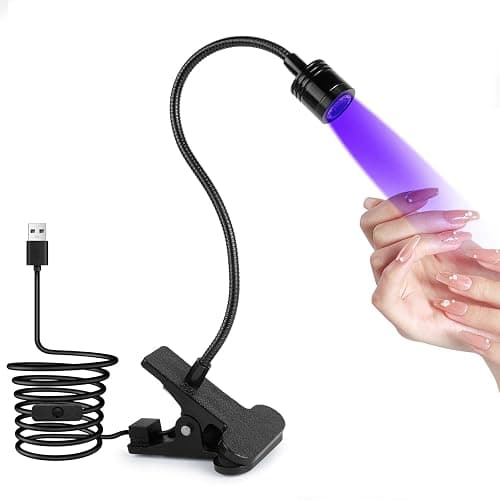 AiQInu Lampe UV Ongles Gel, LED Lampe Pose Americaine Ongle 3W, Ajustable Séchoirs à Ongles avec USB, avec Clip (Noir) - Image 1