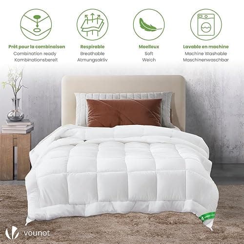 vounot® Couette Légère 200GSM 135x200 cm Couette Tempérée en Microfibre Couverture Douce avec Rembourrage Moelleux Couette Respirante Certifiée Oeko-Tex Blanc thumbnail 7