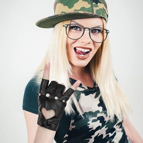 KINBOM Halloween Fingerless Faux Leather Gloves, Breathable Fingerless Gloves Cosplay Woman Accessories Short Leather Gloves for halloween Evening Party Dance (Black) thumbnail 7