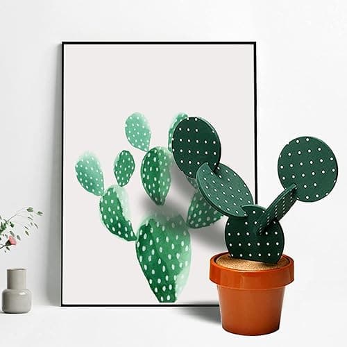 Cactus Coasters Set for Drinks of 6 Pieces,Funny Coasters Cactus Gift with Flowerpot Holder for Home Office Bar Decor thumbnail 7