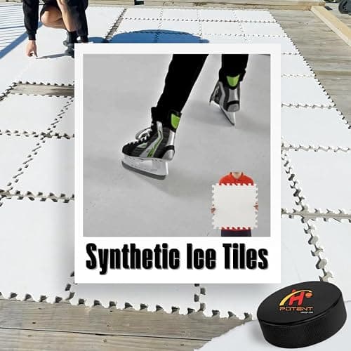 Potent Skate-Able Synthetic Ice Tiles (10-Pack, 21.6 SQFT) - Safe for Skates, Expandable Hockey Training Surface, Easy to Assemble thumbnail 3