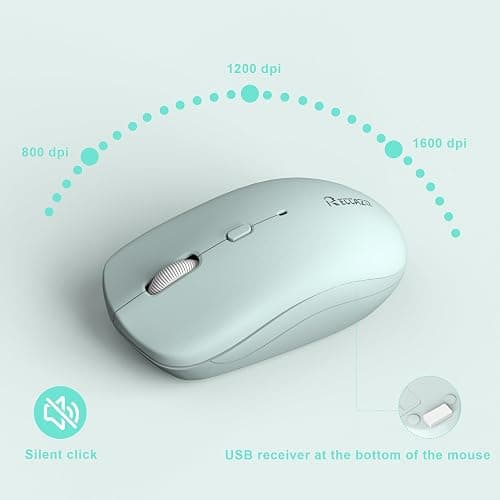 Silent Keyboard and Mouse Combo Wireless,ful-Sized Wireless Keyboard and Adjustable DPI Mouse, 2.4GHz USB Receiver, Keyboard and Mouse for PC, Windows, MAC, Desktop, Laptop (Mint Green-B) thumbnail 8