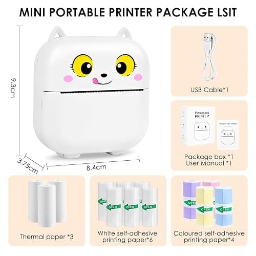 Mini imprimante Portable, Thermique Photo Portable, imprimante de Poche, Imprimante Photo Thermique sans Encre avec 13 Rouleaux de Papier, imprimante Bluetooth et WiFi, pour Notes, Images, Photos thumbnail 7