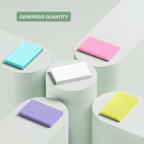 250-Pack Colored Index Cards 3x5 Inch – 180gsm Heavyweight Flashcards – 5 Vibrant Colors Flash Cards (White, Pink, Purple, Blue, Yellow) – Perfect for Study, Notes & Memory! Student School Supplies thumbnail 6