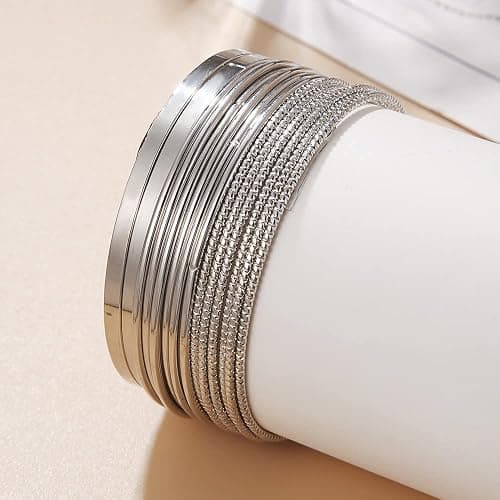 RINTOLER 16Pcs Gold Bangle Bracelets for Women - Multi Layer Stackable Textured Bracelets Boho Jewelrys Set. thumbnail 5