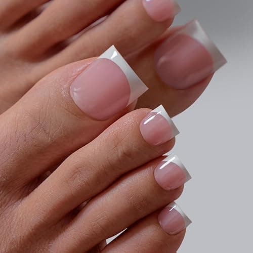 BTArtboxnails XCOATTIPS Toe Nail Tips - Lamp-Curable Real Square Pink Press On Toenails for Women, 150 Soak Off French Tip Toe Nail Extensions in 15 Sizes, Builder Gel & Top Coat Required thumbnail 5