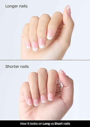 ohora Semi Cured Gel Nail Strips (N Essential French) - White, French, Works with Any UV/LED Lamps, Salon-Quality, Long Lasting, Easy to Apply & Remove - Includes 2 Prep Pads, Nail File & Wooden Stick thumbnail 4