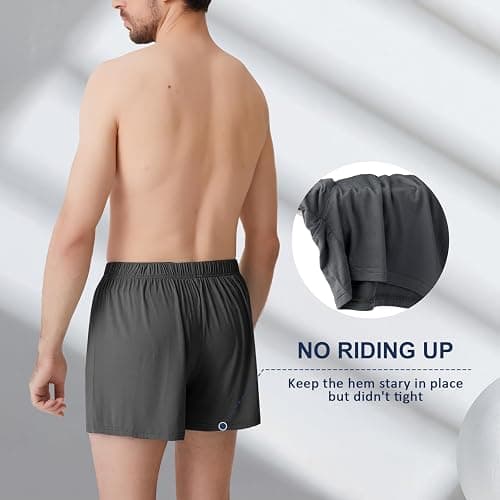 BAMBOO COOL Men's Boxers Underwear Boxer Shorts for Men Classic Loose Stretch Short （3 Pack thumbnail 6