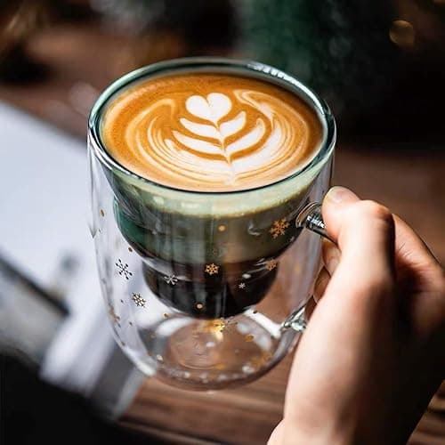Christmas Cups, 10oz Double Walled Glass Coffee Mugs, Cute Cup with Lids and Handle, Funny Glasses Drinkware Coffee Cups, Christmas Gifts for Teens Girls Boys Women Men Friend Mom, Decorations Gifts thumbnail 4