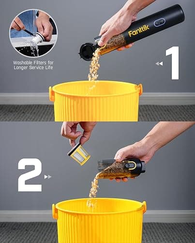 Fanttik Slim V8 APEX Cordless Car Vacuum & Air Duster, 4-in-1 Portable Mini Vacuum with 19000pa Suction Power for Pet Hair, Type-C Charge, One-Touch Empty for Car, Office Desk, Keyboards (Black) thumbnail 9