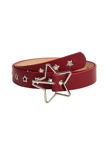 Floerns Y2K Punk PU Leather Belt for Women Star Pattern Buckle Belt for Jeans Dress - Image 1