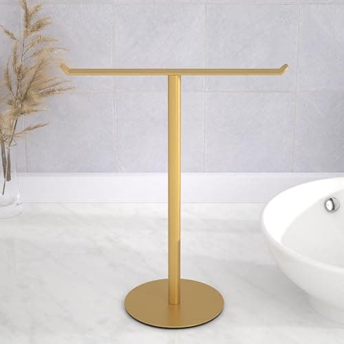 Gold Hand Towel Stand, T-Shape Hand Towel Holder for Bathroom, Display Fingertip Towel Holder Organizer and Bathroom Towel Racks,Kitchen Towel Rack - Light Base - Gold thumbnail 2