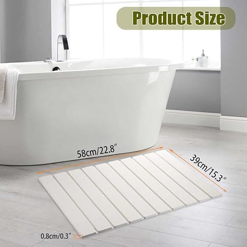 SUMTree Multi-Piece Combination Diatomite Stone Bath Mats, Non-slip washable Modern Mats for Bathroom, Kitchen, Laundry Room, 58 * 39 * 0.8cm (White) thumbnail 3
