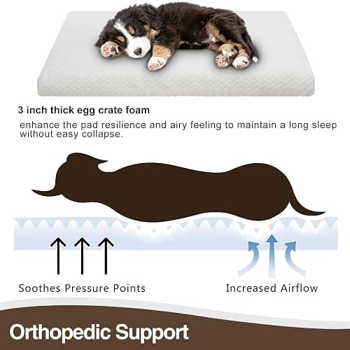 EMPSIGN Dog Bed Crate Pad for Small Dogs, Deluxe Fluffy Plush Machine Washable Dog Mat, Crate Pet Beds with Removable Cover, Dog Sleeping Mat Cushion Bed, 41"x 28"x3", White thumbnail 6