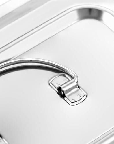 QWORK Medical Stainless Steel Instrument Tray Organizer Holder with Lid and Handle Grip for Surgical Medical Dental Instruments, 9.5" x 6.3" x 2", 2 Pack thumbnail 5