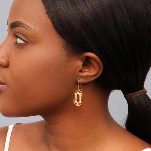 Gold Chandelier Earrings for Women Vintage Art Deco Earrings Gold Statement Drop Jewelry Accessories for Party Holiday Outfits Birthday Gifts Trendy Jewelry Gifts thumbnail 5
