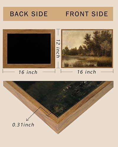ARPEOTCY Vintage Framed Canvas Wall Art, 12x16 Inch Vintage Lakeside Wall Art for Living Room Bedroom Gallery, Farmhouse Picture with Frame, Retro Landscape Bathroom Decor Aesthetic thumbnail 3