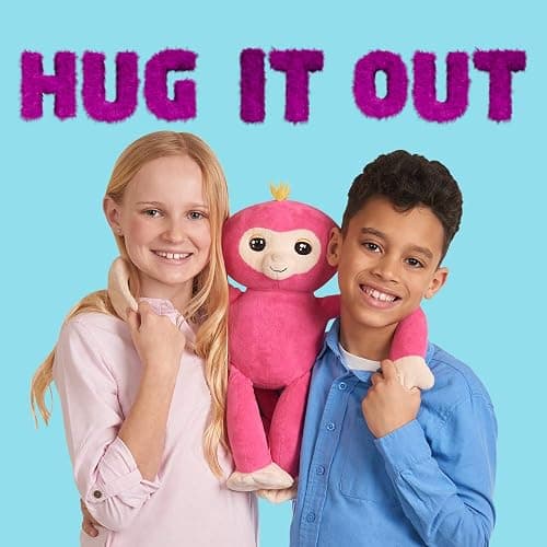 Fingerlings HUGS - Bella (Pink) - Advanced Interactive Plush Baby Monkey Pet - by WowWee thumbnail 6