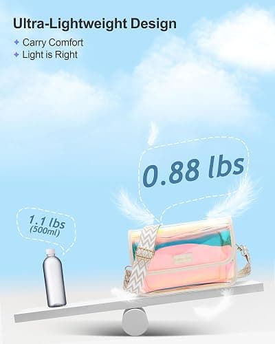 PACKISM Iridescent Clear Concert Bag - Holographic Clear Bag for Stadium Events with Inner PU Leather Privacy Pouch thumbnail 9