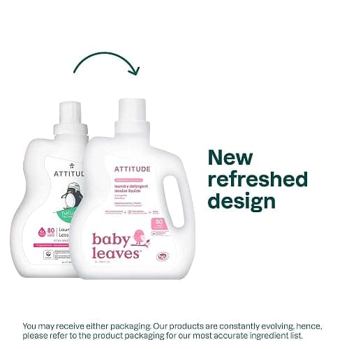 ATTITUDE Baby Laundry Detergent, Unscented HE Compatible Liquid, Extra Gentle, Concentrated, EWG Verified, Dermatologist Tested, Vegan, 80 Loads, 67.6 Fl Oz - Image 1