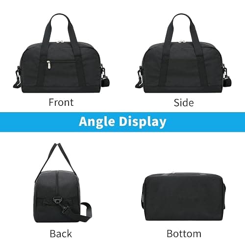 YoKelly Small Duffle Bag 14 inch Carry On Mini Duffel Bag Lightweight for Travel Gym Sport-Black thumbnail 7