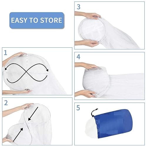 Sublaga Round Mosquito Net for Bed, Large White Bed Canopy for Girls, Hanging Bed Net, Ideal for Bedroom Decorative, Travel with Storage Bag (Round) thumbnail 7