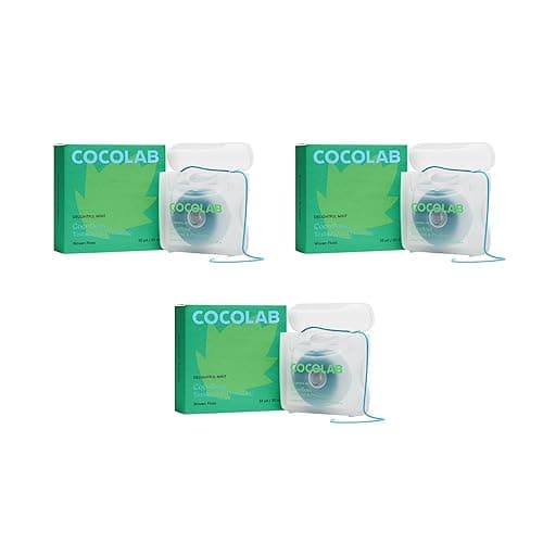 Cocofloss Woven Dental Floss, Dentist-Designed Oral Care, Mint, Waxed, Expanding, Vegan, Kid-Friendly String Floss with Coconut Oil, 3 Spools (33 yd Each) - Image 1