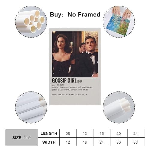HSUREWTRK Gossip Girl-Poster, ästhetische Wandkunst, Leinwand, dekoratives Gemälde, Vintage-Poster für Wohnzimmer, Schlafzimmer, Dekoration, 20 x 30 cm, ungerahmter Stil thumbnail 2