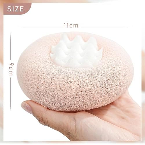 Super Soft Sunflower Suction Cup Bath Ball, 2024 Upgraded 2-in-1 Sunflower Bath Ball Exfoliating Bath Sponge Cleaning Brush, Sponge Mesh Pouf Shower Ball for Women, Men Shower (Apricot+Yellow) thumbnail 9