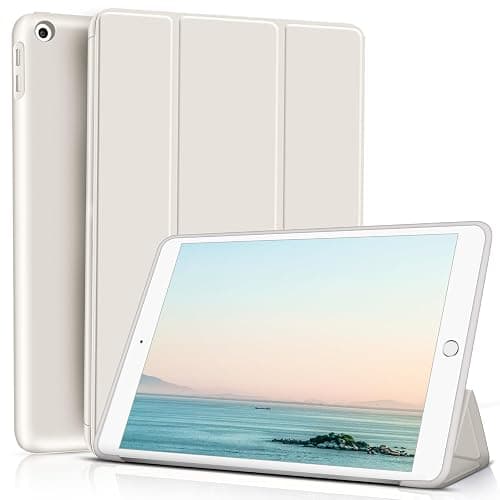 Aoub Case for iPad 9th Generation 2021 10.2 inch, iPad 8th/7th Gen 2020/2019, Without Pencil Holder, Soft TPU Back Case, Slim Lightweight Stand Protective Smart Cover, Auto Sleep/Wake - White - Image 1